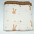 100% Cotton Baby Blanket Swaddle | White with Brown Trim Cute Bunnies Pattern | 43" x 43"