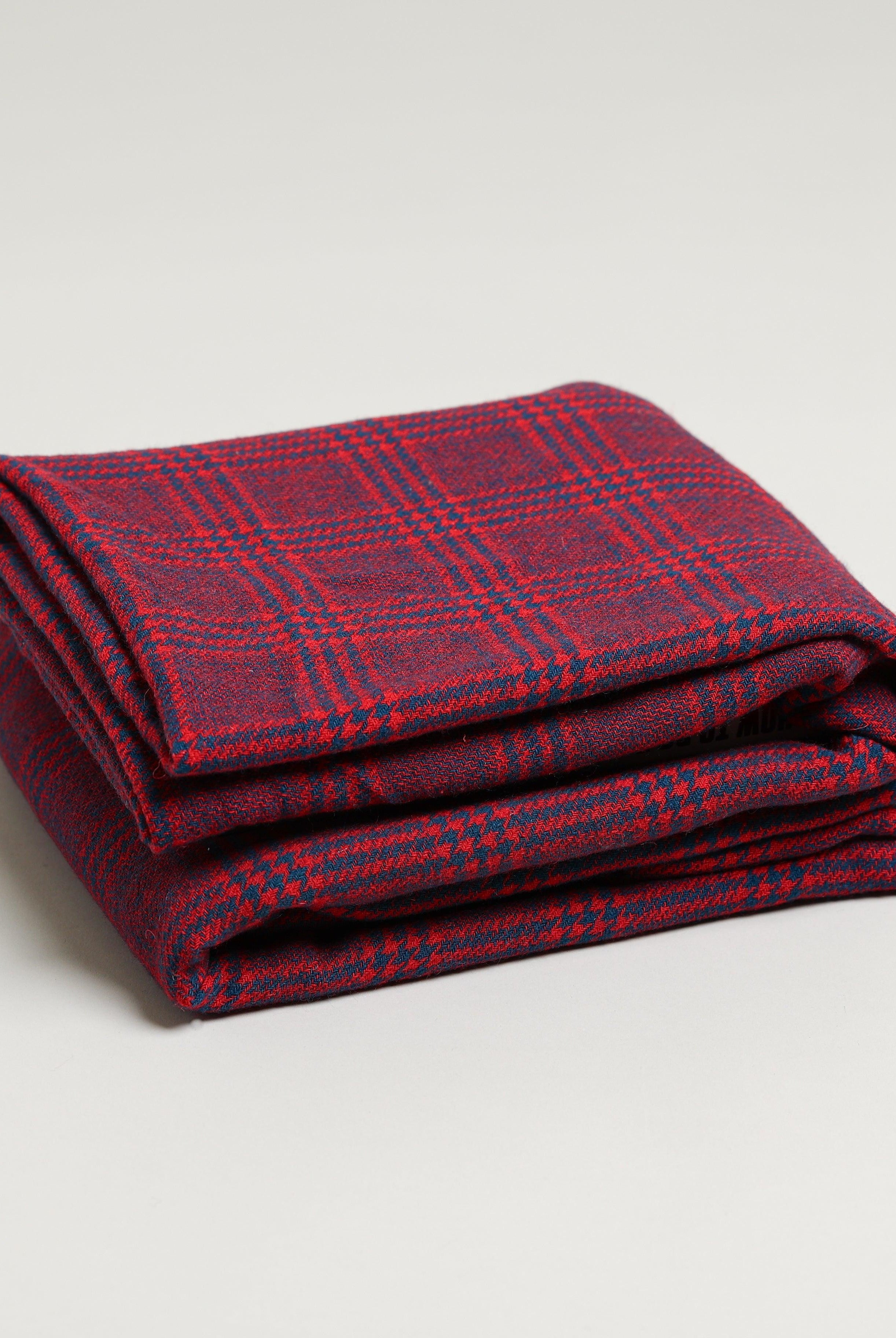 Navy and red throw blanket 