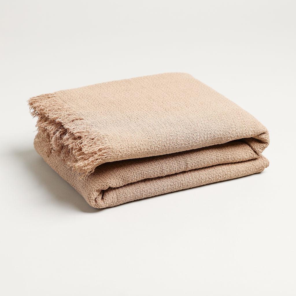 SIMPLE PLAIN STRETCH COTTON THROW BLANKET - Boucle Home