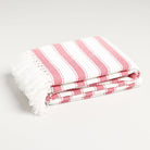 woven tweed red and white STRIPED THROW BLANKET