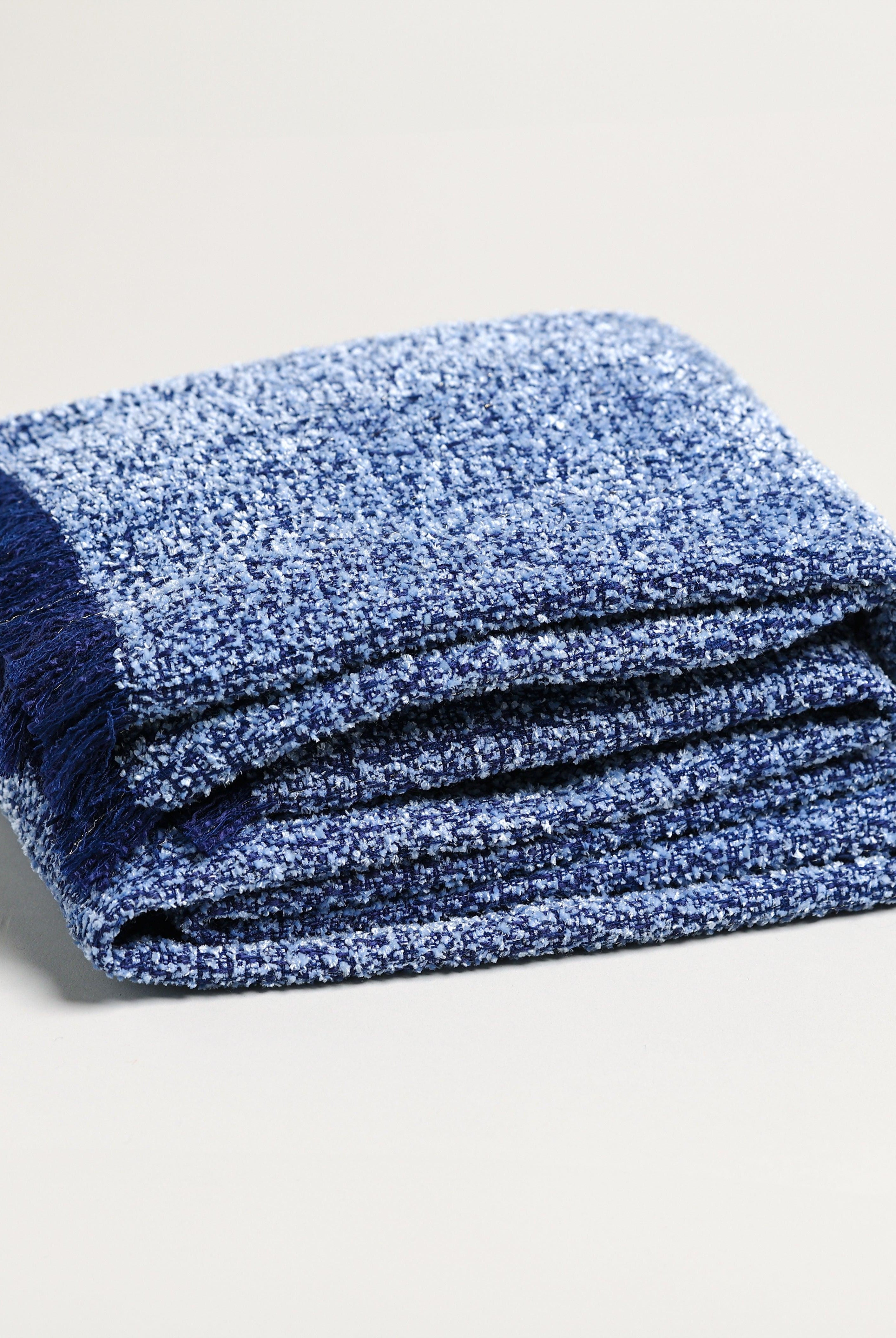 BLUE FUZZYTEXTURED CHENILLE FAUXE DENIM THROW BLANKET - Boucle Home
