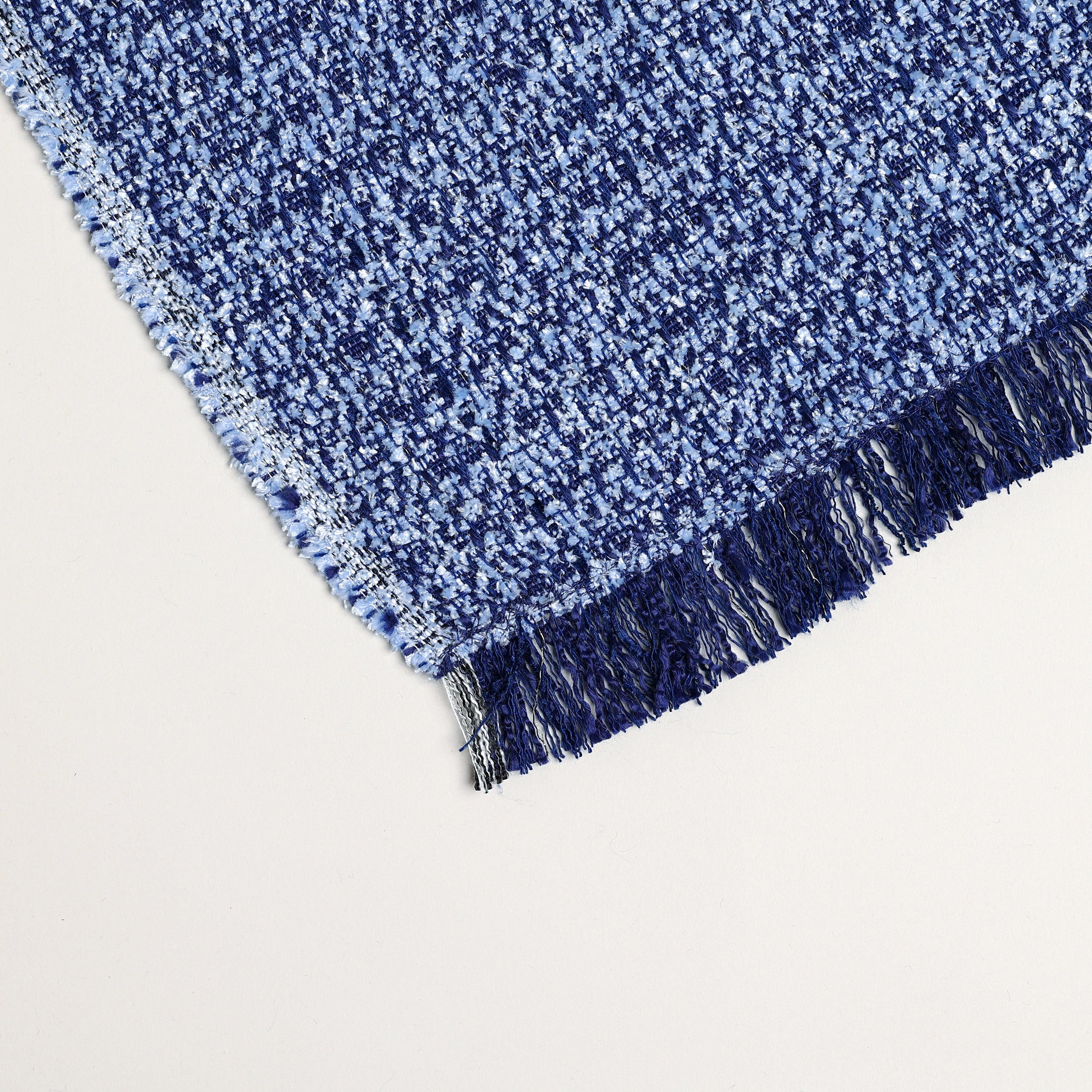 BLUE FUZZYTEXTURED CHENILLE FAUXE DENIM THROW BLANKET - Boucle Home