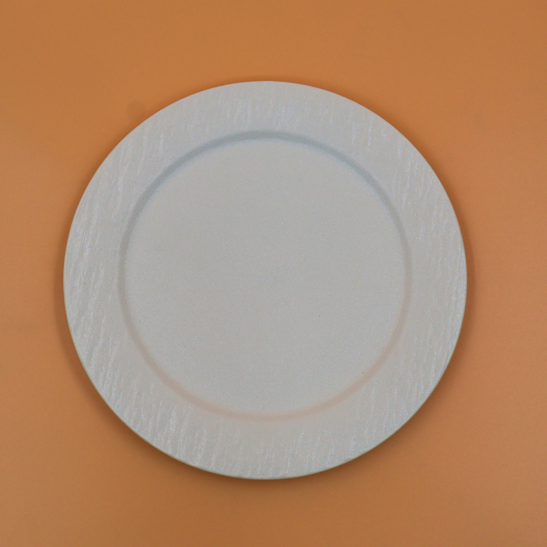Textured White Ceramic Plate