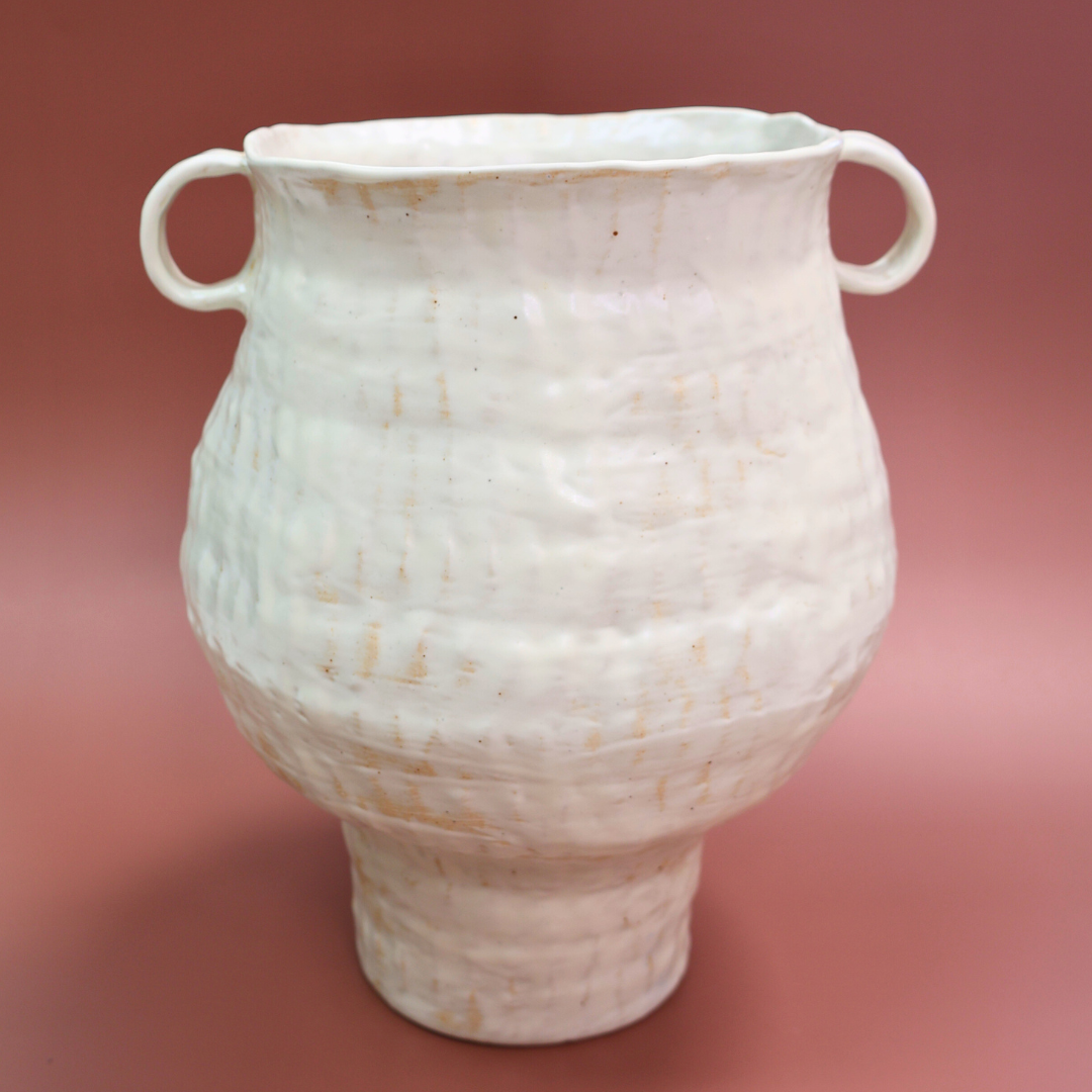 Large  Round Ceramic Vase with Handles