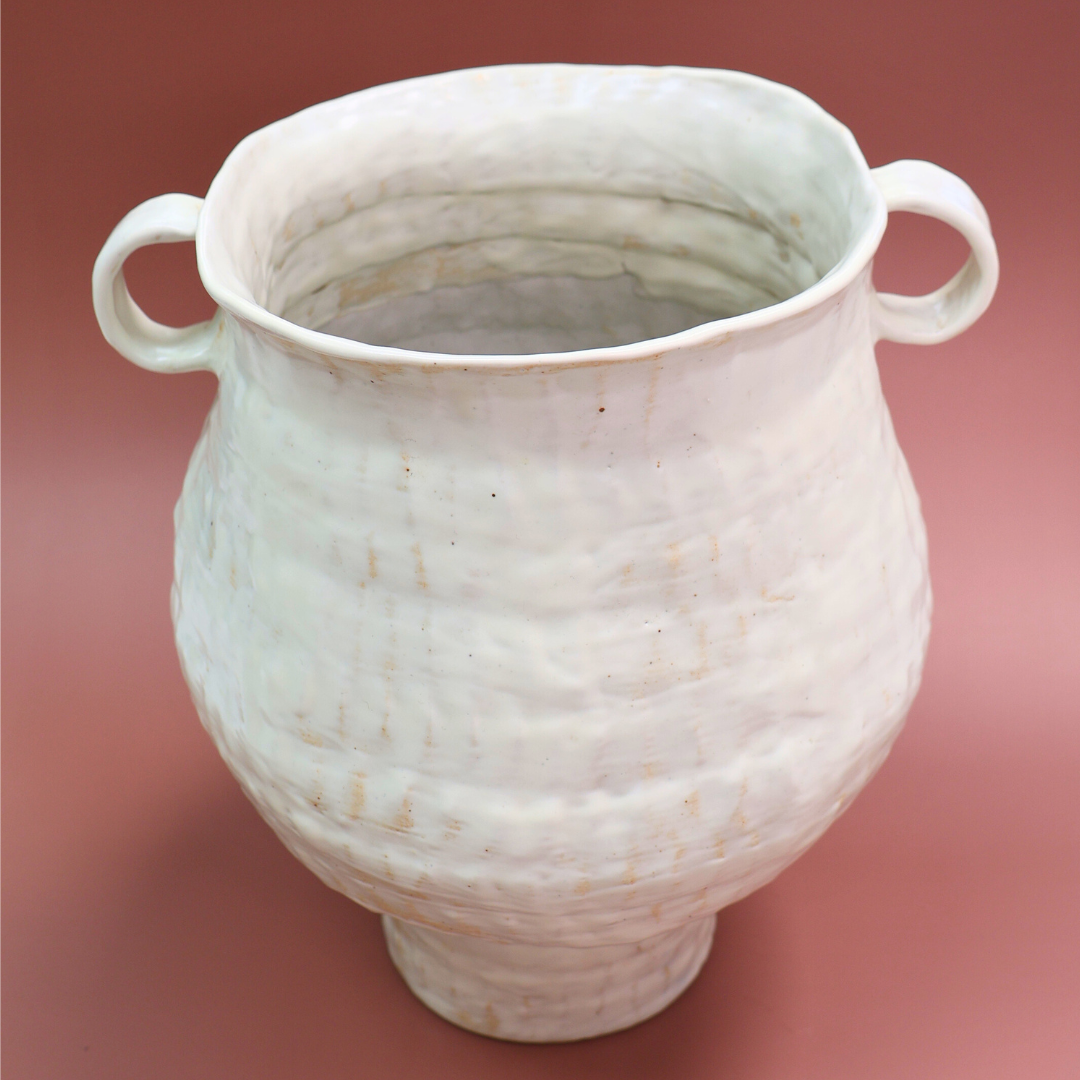 Large  Round Ceramic Vase with Handles