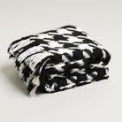 chunky black and white houndstooth popular throw blanket with black and white tassels