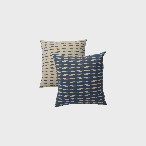 Blue Cream Geometric Pattern Throw Pillow