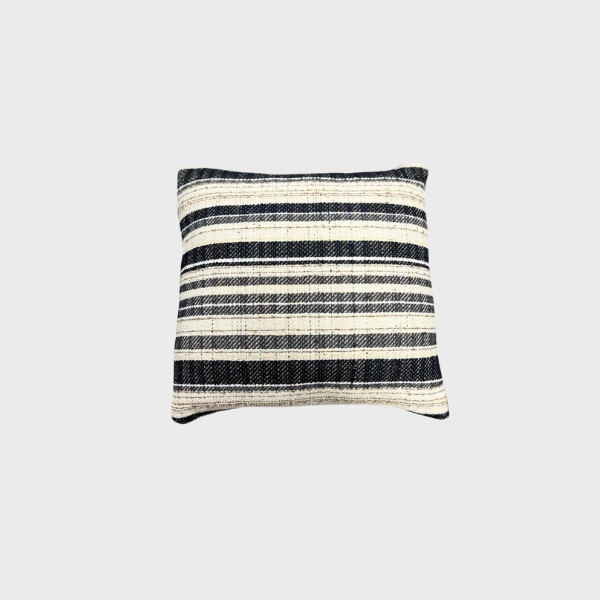 Black and Cream Striped Pillow | 20