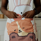 animal print apron close up 