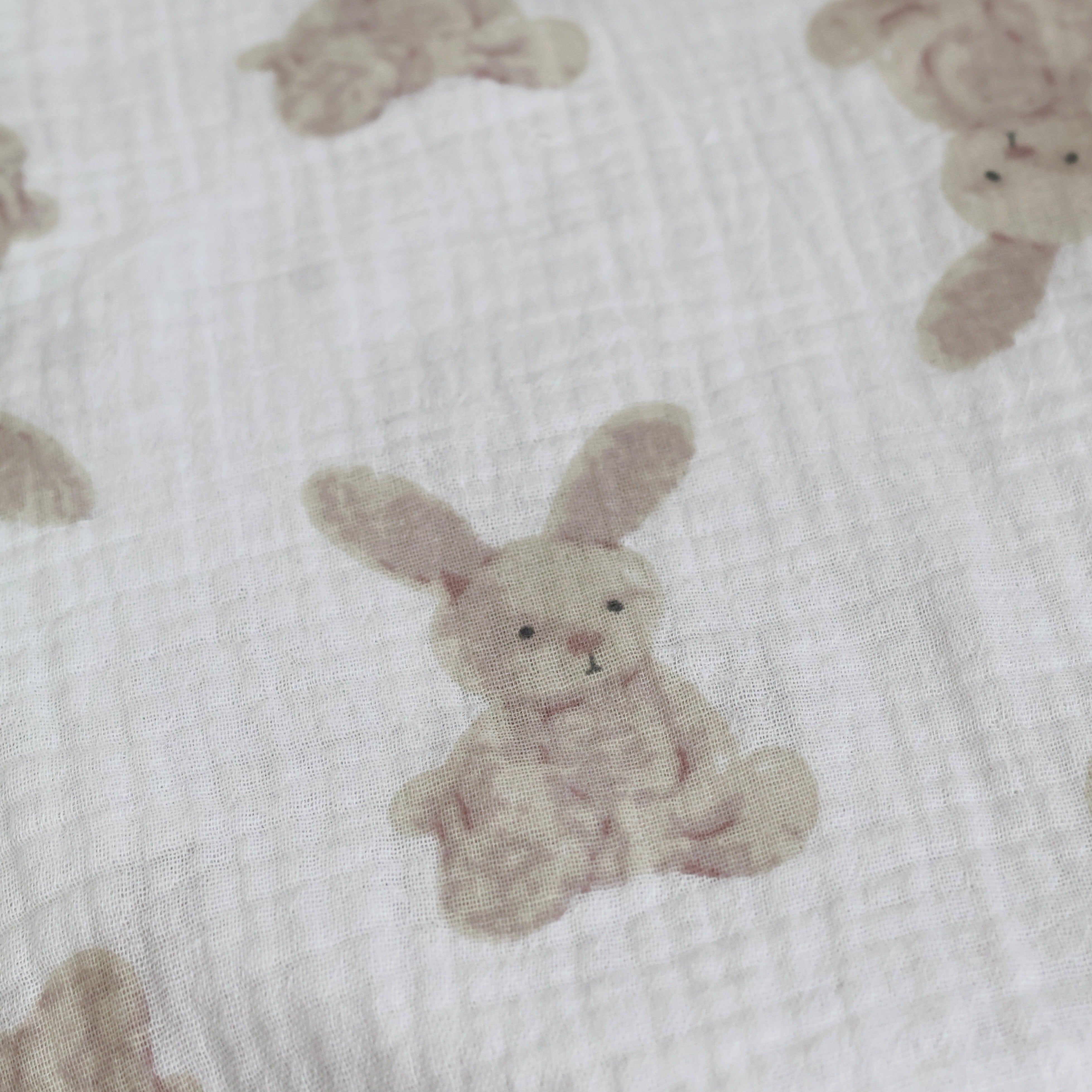 soft textured cotton bunny baby swaddle blanket