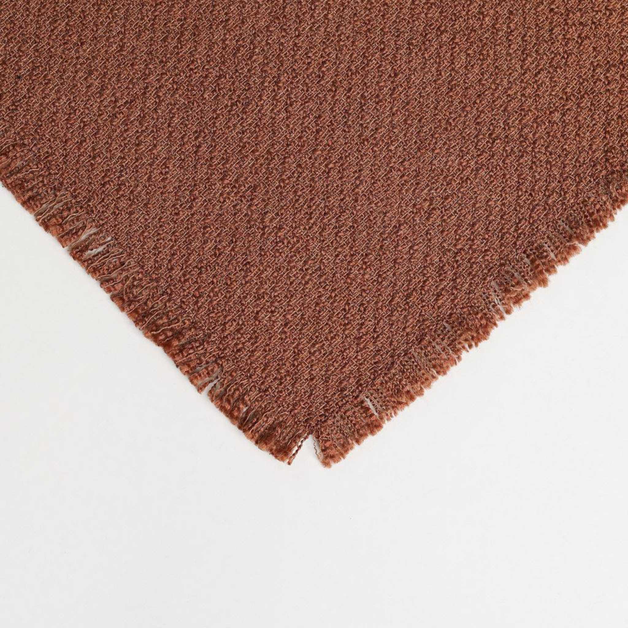 woolen brown throw blanket with fringe image showing texture and style of blanket