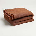 wool and acrylic brown colored throw blanket folded up nicely 