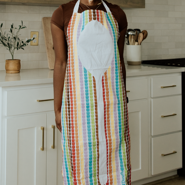 rainbow apron with spoon design