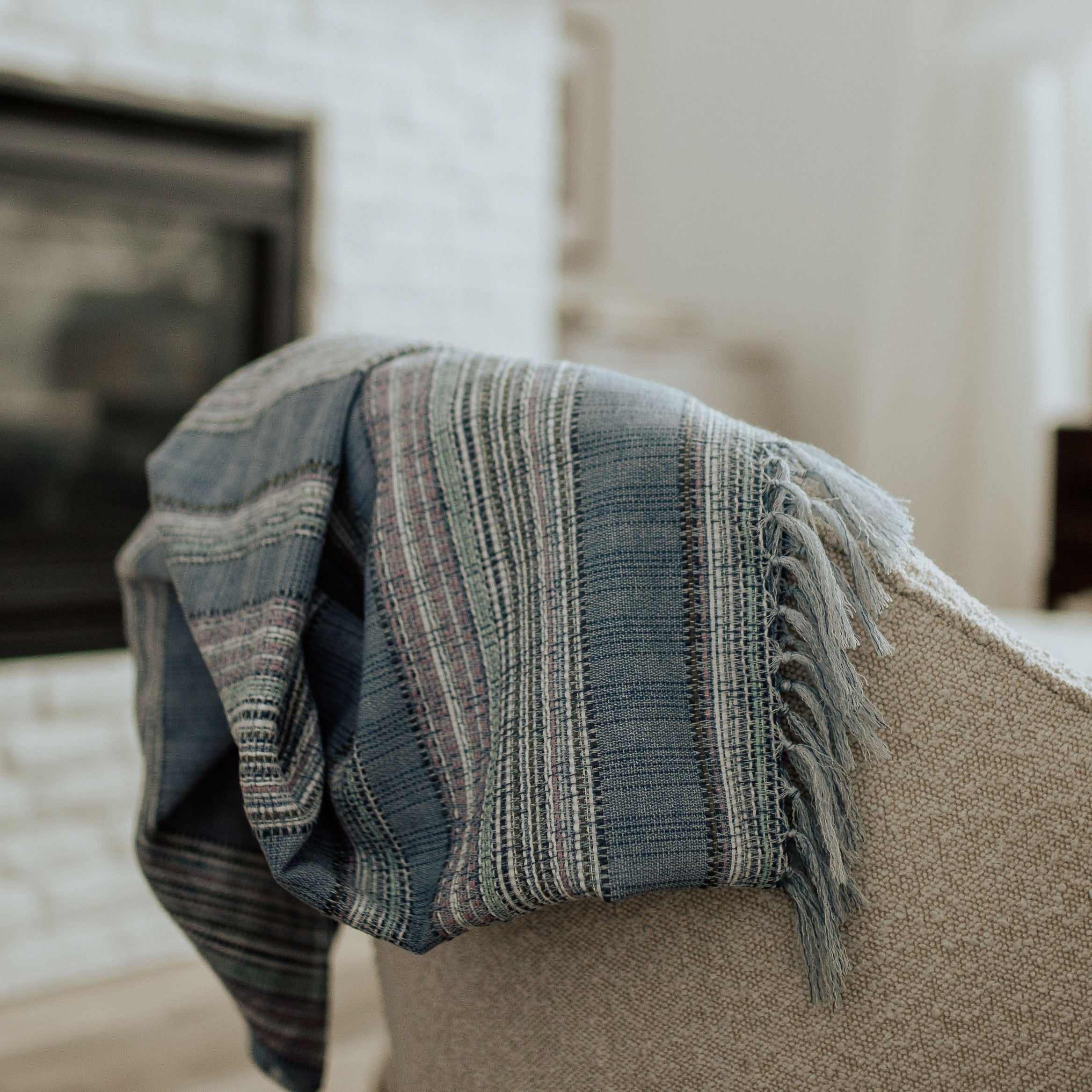 beautifully styled striped blue periwinkle throw blanket