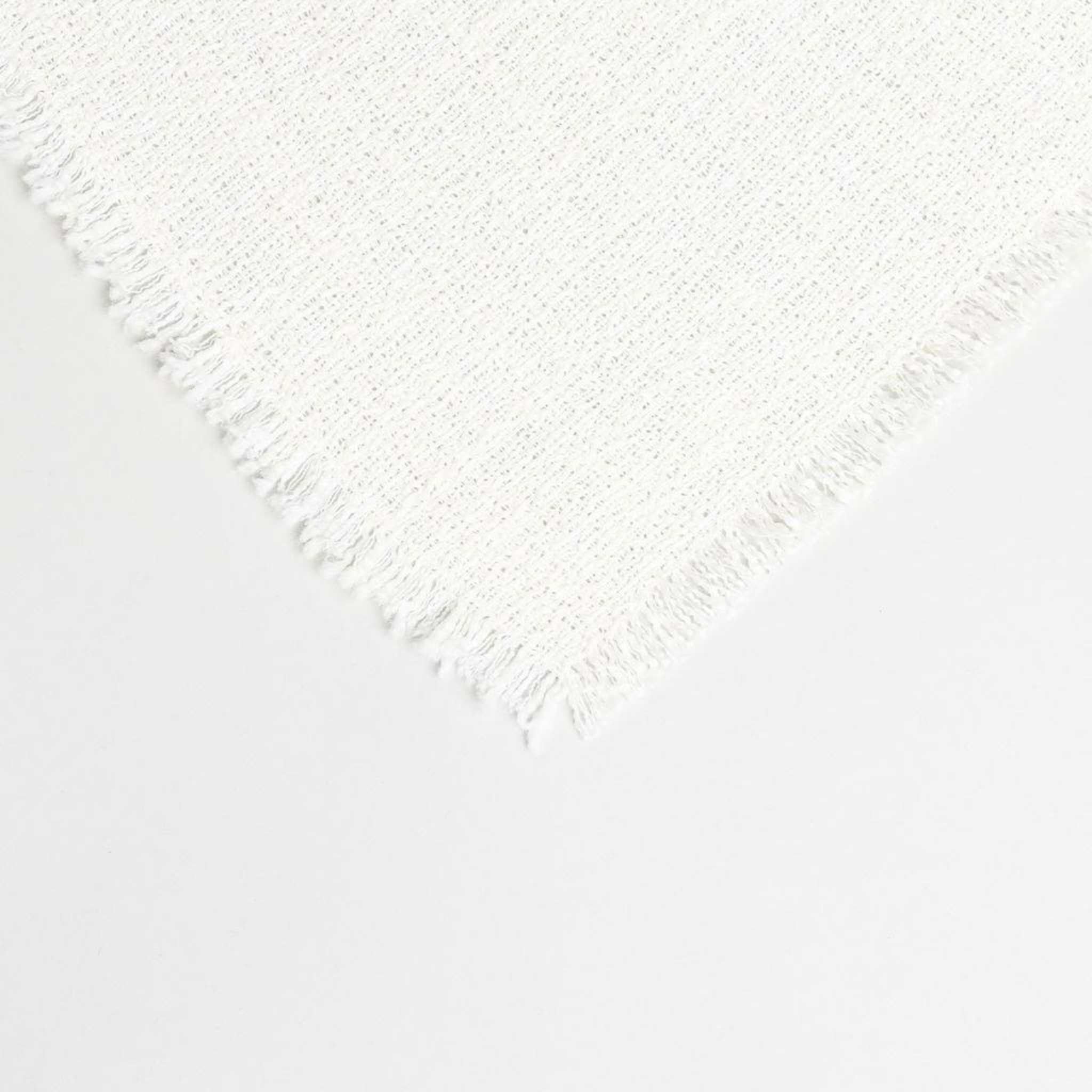 white textured corner view of a throw blanket 